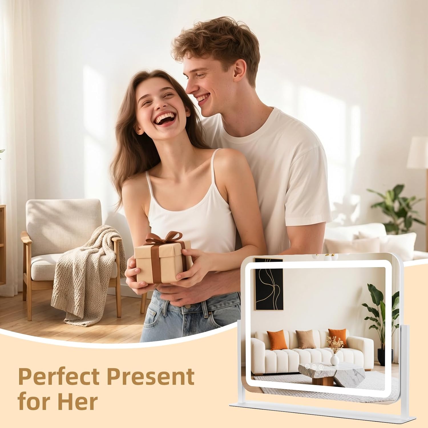 What comes in the box and how the mirror is packaged for setup or gifting.