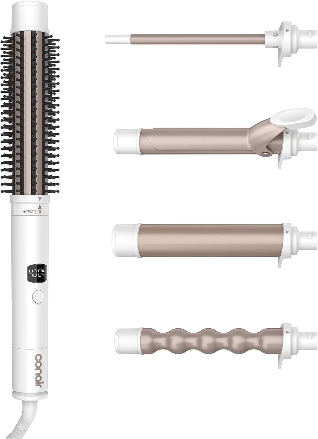Shows the overall kit, attachment variety, and the all-in-one concept at a glance.