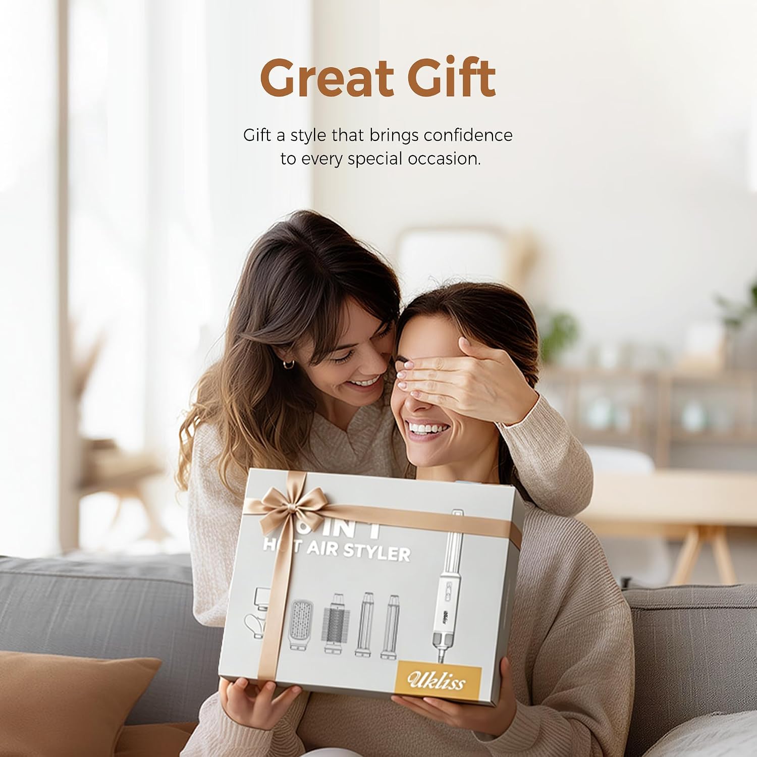 Communicates what comes in the box and supports the giftability angle.