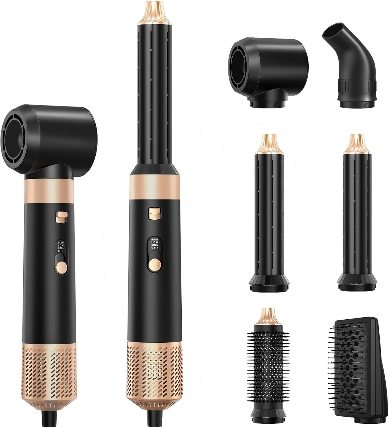 Shows the full multi-tool concept and helps shoppers quickly understand that this is an all-in-one styling kit.