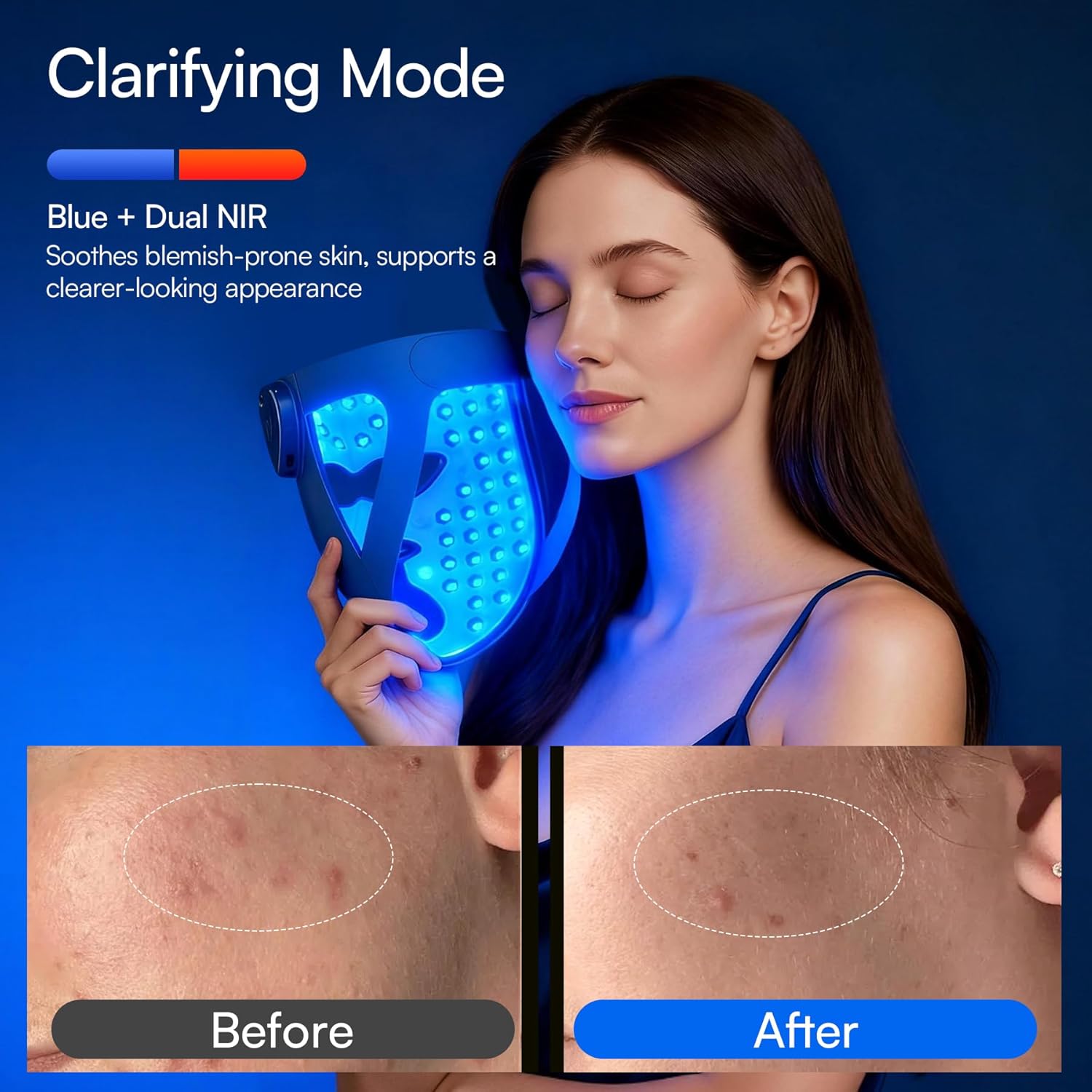 Highlights the under-eye cooling function and added value in the box.
