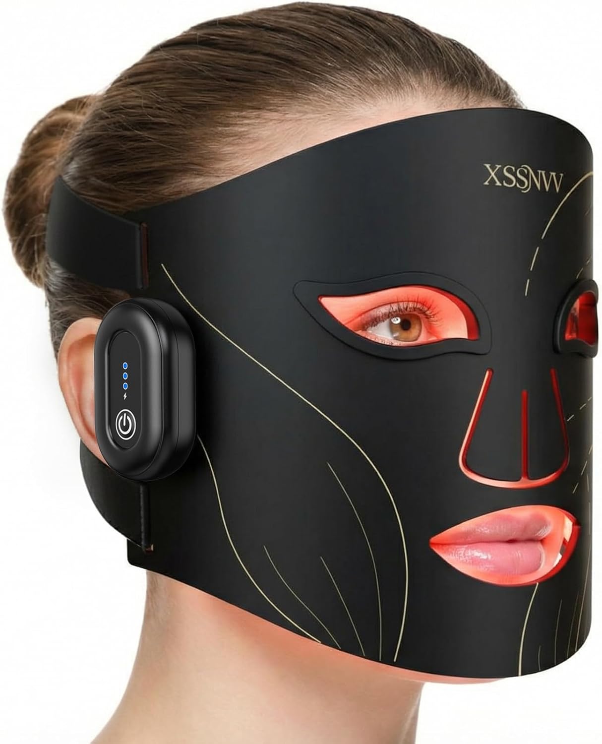 Highlights the mask’s full-face fit, LED placement, and the clean, modern design shoppers expect from a premium at-home skincare device.