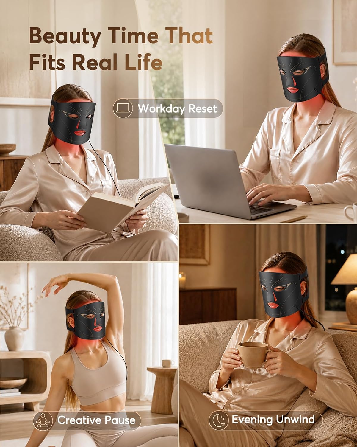 Red Light Therapy Mask For Face, 850Nm Nir, Red & Blue LED Light