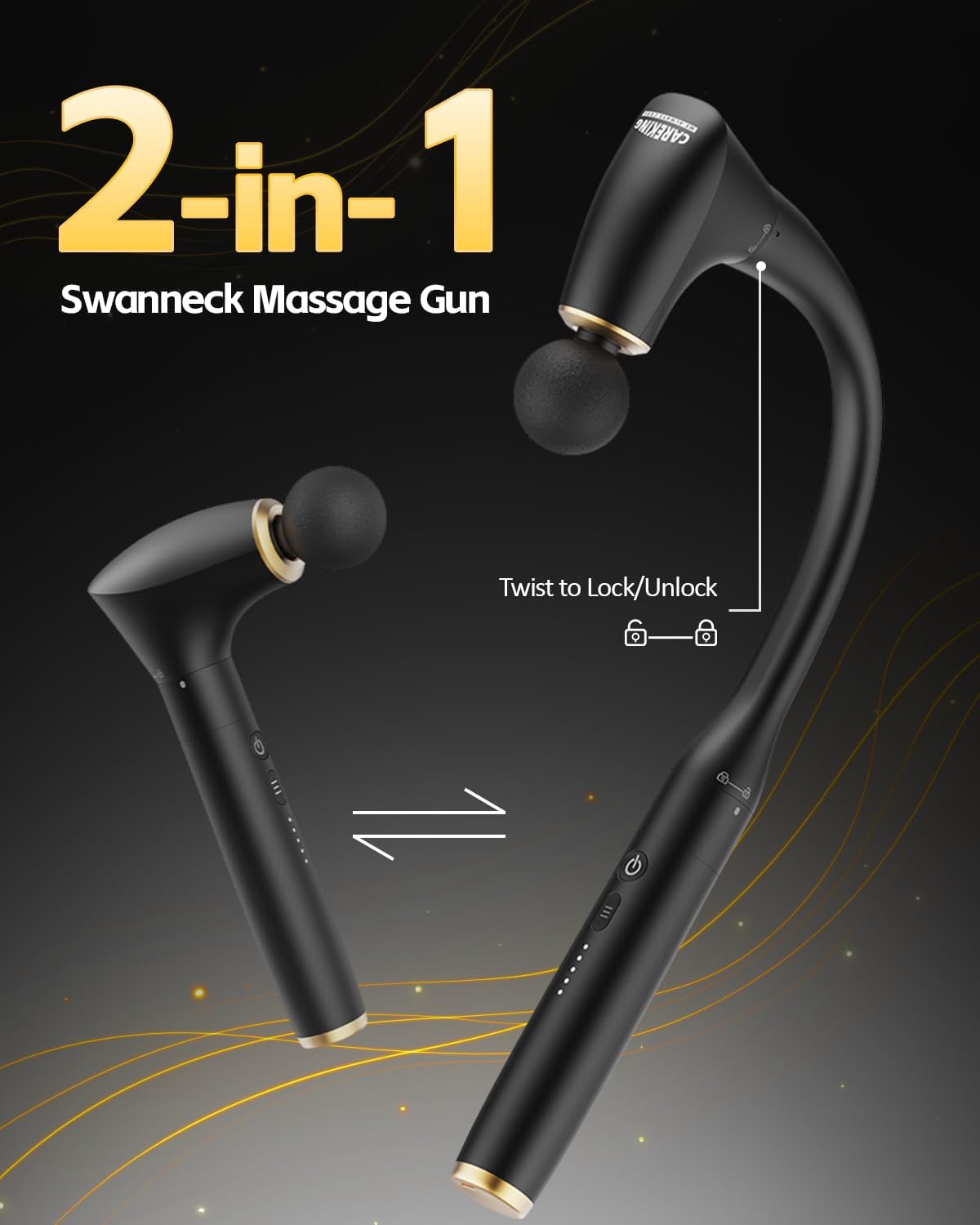 2-In-1 Detachable Massage Gun Deep Tissue With Extension Handle | Body Back & Neck Shoulder Leg Massager For Pain Relief, Muscle Massager, Home Office Gym Use,Gifts For Women Men,Fsa Eligible