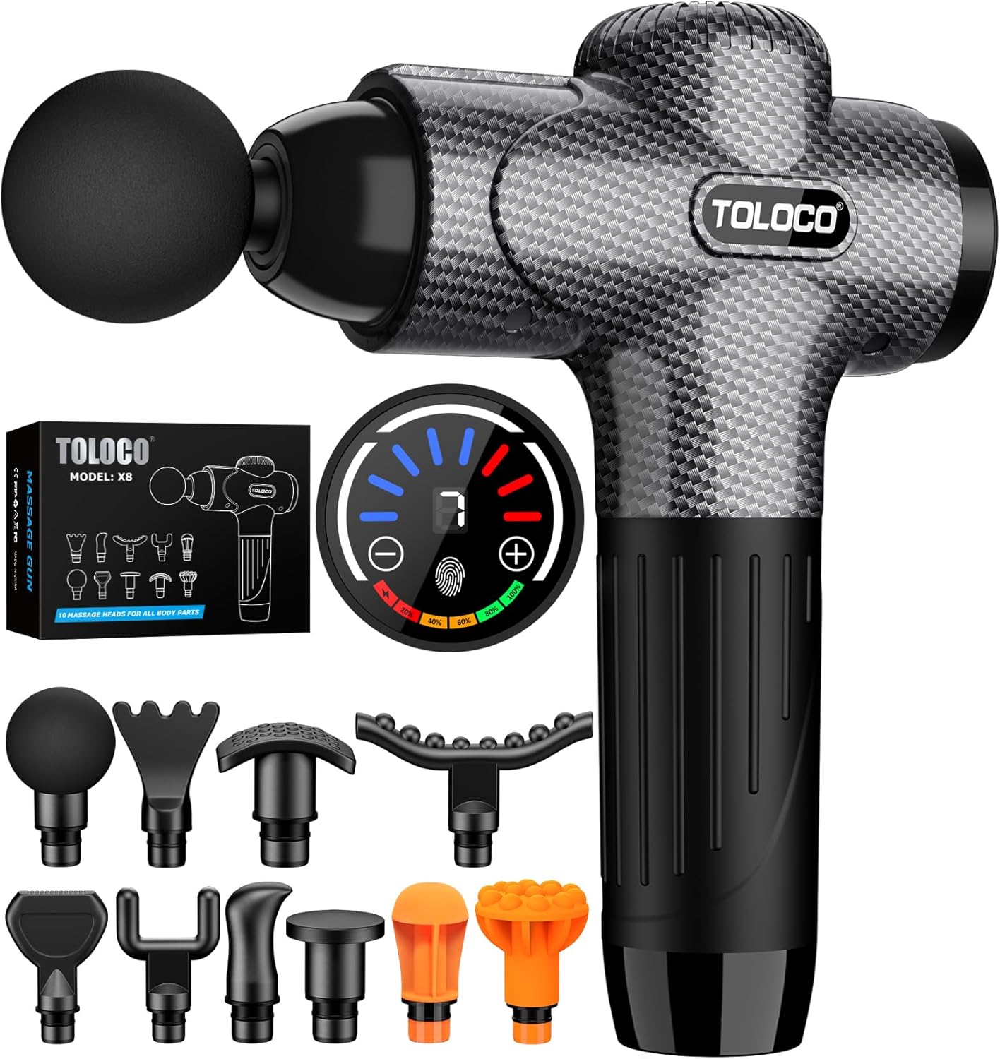 Highlights the overall product design, included attachments, and the premium-looking black finish.