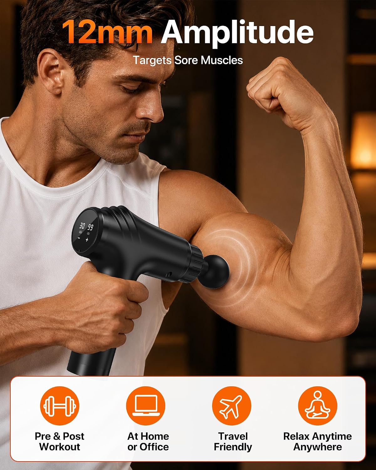 Massage Gun, 30 Speeds, 6 Heads, Quiet Deep Tissue Muscle Massager | Mini Handheld Percussion Massager For Back, Neck, Shoulders And Body; Ideal For Athletes, Workouts And Muscle Recovery.