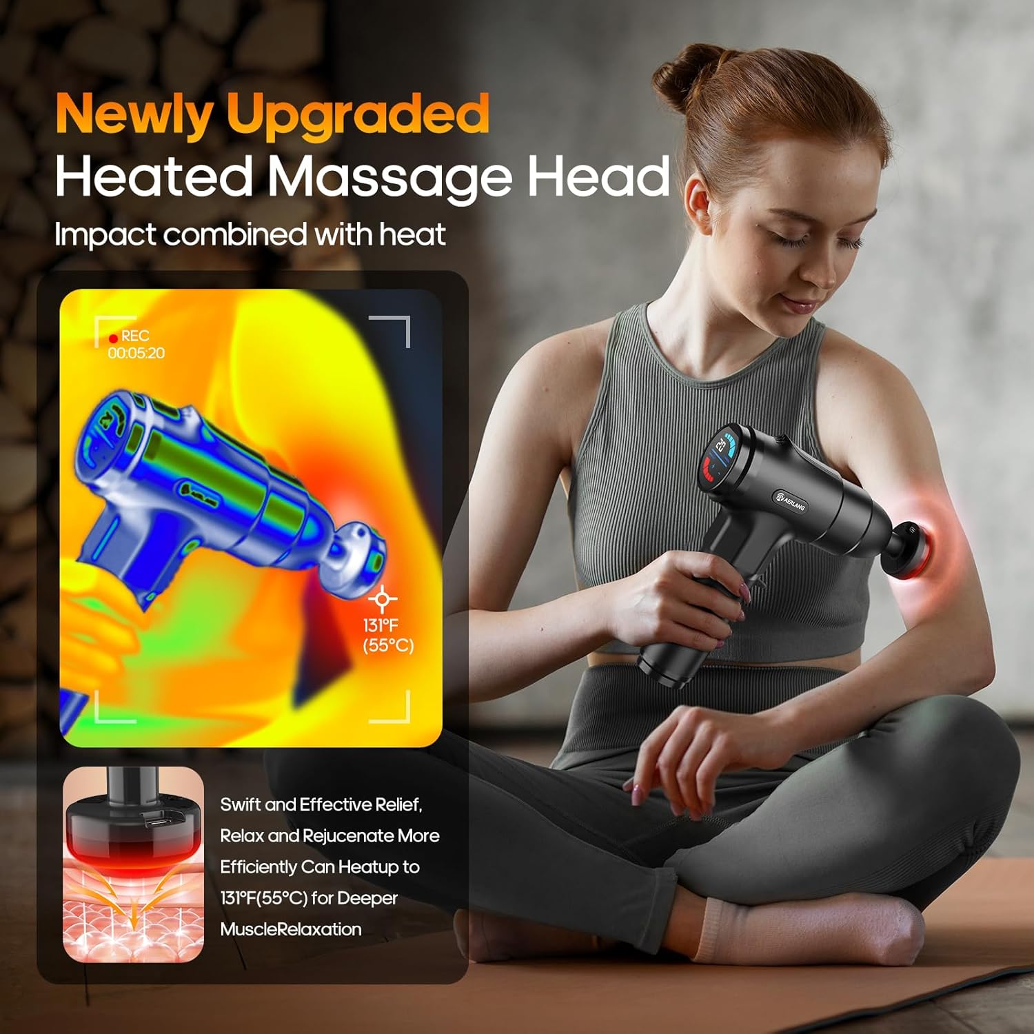 Helps emphasize a core differentiator, especially the heated massage head or control interface.