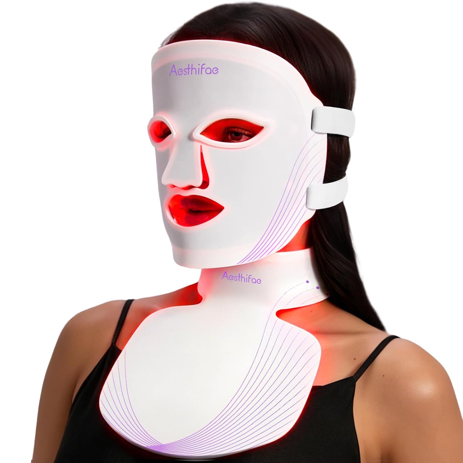 Red Light Therapy For Face And Neck, 7 In 1 Red Light Therapy Mask With Nir Portable Rechargeable LED Face Mask With Eye Protection And Remote For True Anti-Wrinkles Skincare At Home White
