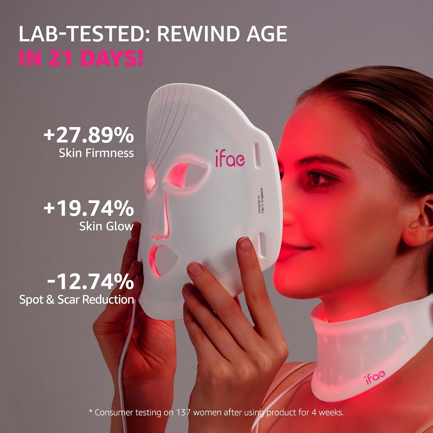 The density of LEDs, facial contour coverage, and build quality details.