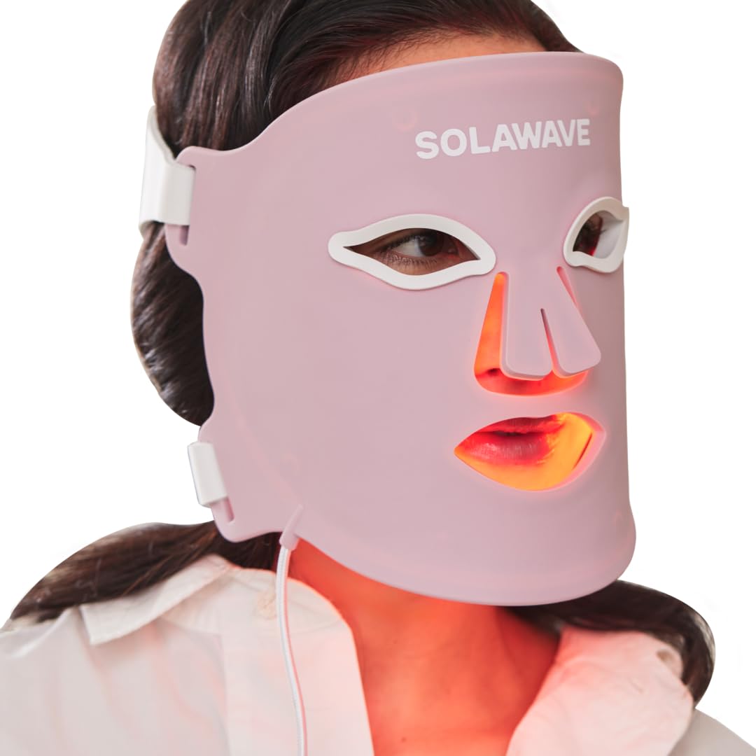 Solawave Light Therapy Face Mask - Amber, Red, Deep Red & Near-Infrared | Fda-Cleared For Full-Face Wrinkles. Hands-Free, 3-Min Sessions. Visibly Firms & Smooths Skin, Up To 20 Uses Per Charge.