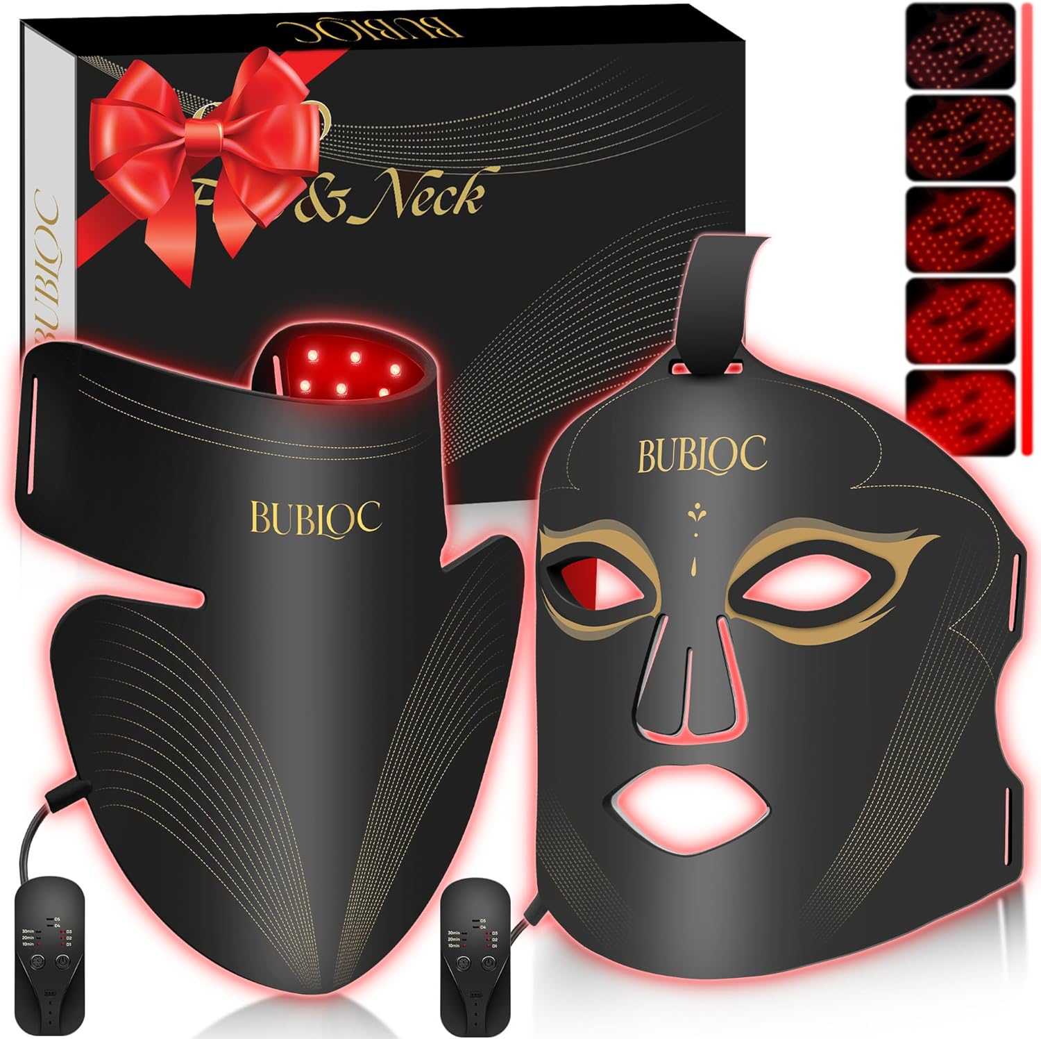 Overall product form, color, and the fact that it is a face-and-neck LED therapy set.