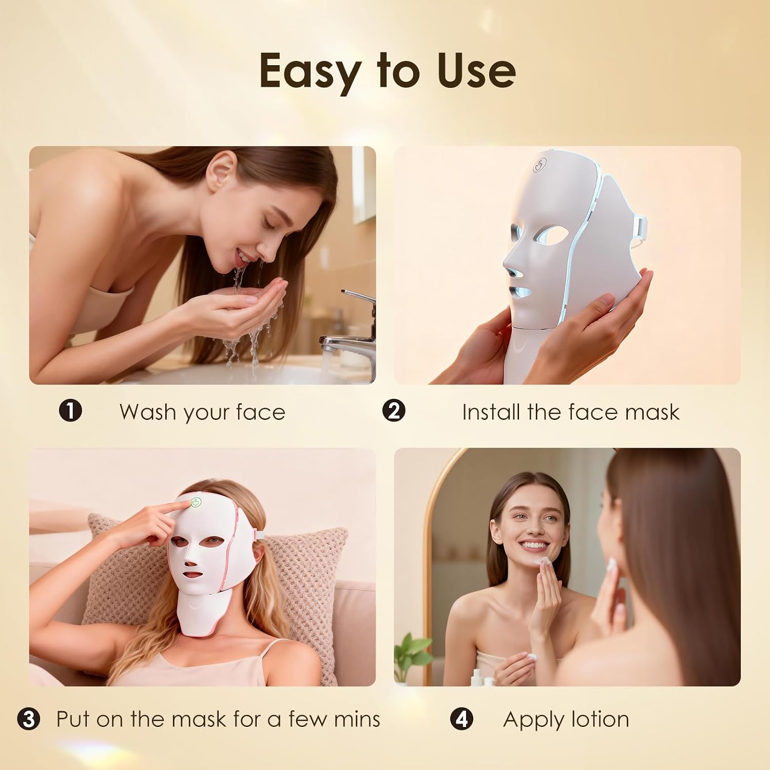 Red Light Therapy Mask For Face,7 Custom Modes For Home Use Travel Yoga | LED Facial Skin Care Mask With Infrared，Cordless Face Mask & Neck Mask，Portable USB C Rechargeable，Salon Or Home