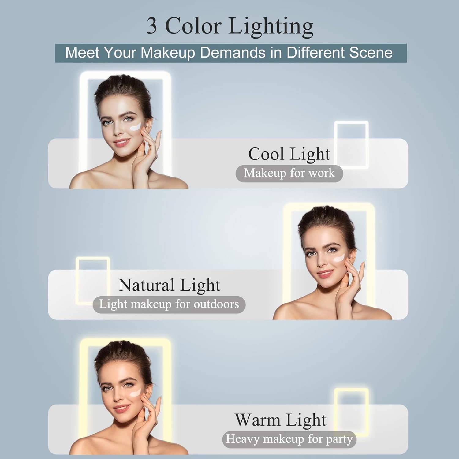 Funtouch Rechargeable Travel Makeup Mirror With 72 LED Lights | Portable Lighted Beauty Mirror, 3 Color Lighting, Dimmable Touch Screen, Tabletop LED Folding Cosmetic Vanity Mirror