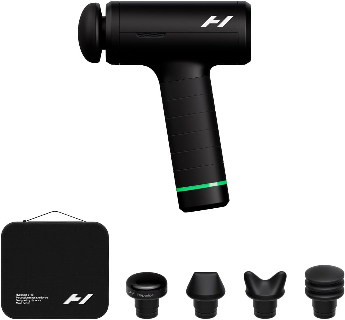 Hyperice Hypervolt 3 Pro Percussion Massage Gun Heated Head Carry Case | Deep Tissue Muscle Recovery | Reduce Stiffness| Five Speed Control | Pressure Sensor Feedback | Bluetooth Compatible