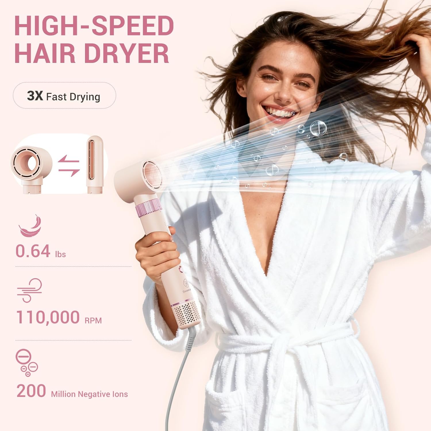 Supports discussion of ergonomics, handle shape, and how the styler is assembled for use.