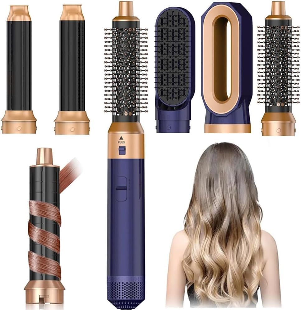 Hair Dryer Brush 5 In 1, Negative Ion Blow Dryer Brush Set - 110,000 Rpm High - Speed Hot Air Brush Air Styler Curling Wrap Air Curler,Curling Iron Hair Styling Tool For Straight Curl Drying Smoothing
