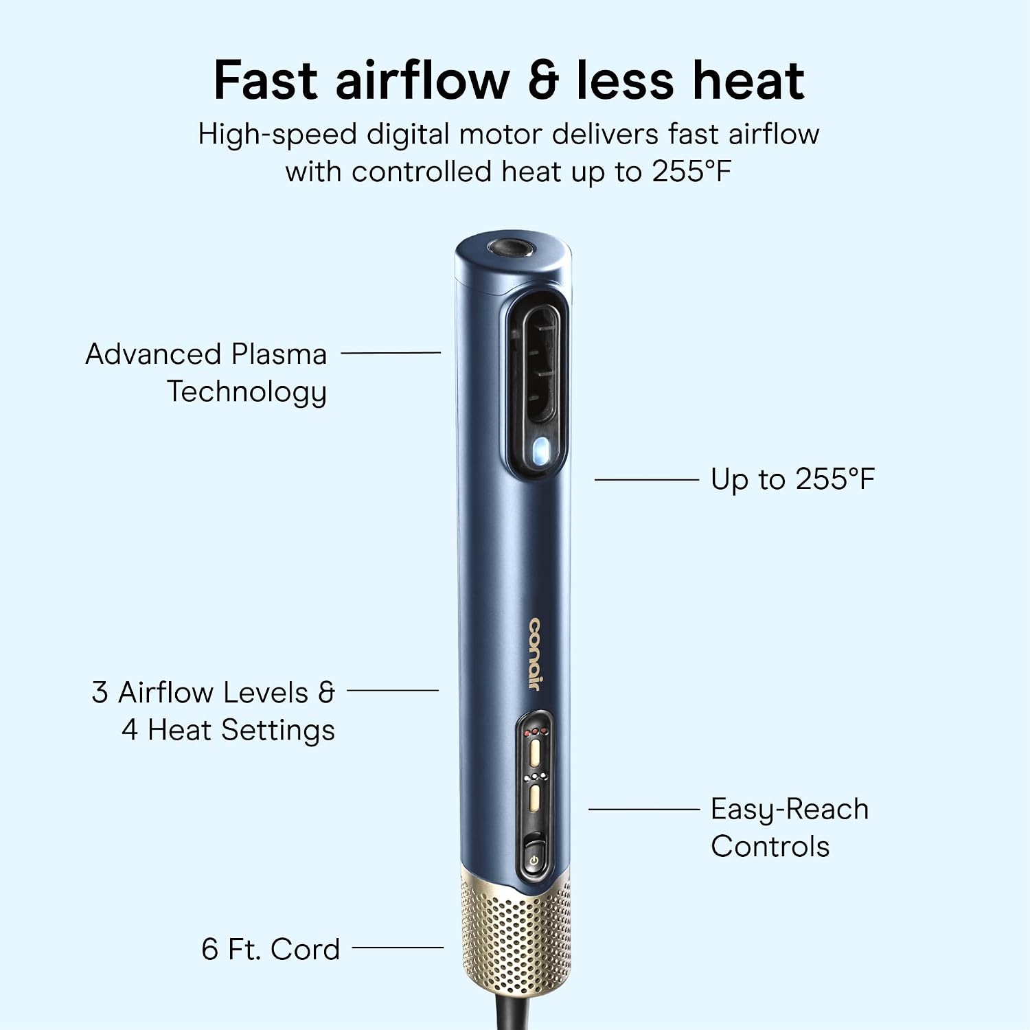 A specific attachment and the styling outcome it supports, such as sleekness or root lift.