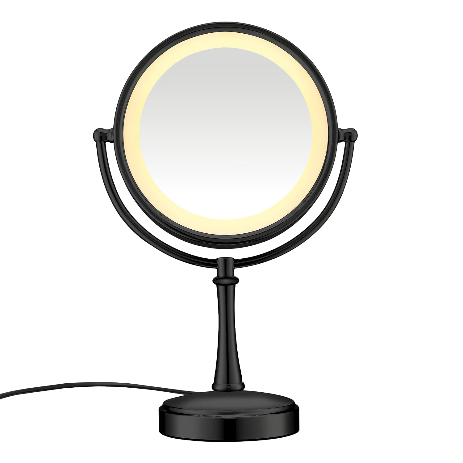 Conair Reflections 3-Way Touch Control Lighted Makeup Mirror, 1X/7X Magnification, Matte Black , 1.0 Count