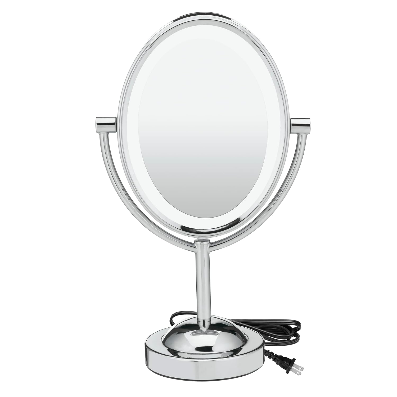 Overall design, finish, and the fact that it is a tabletop vanity mirror with built-in lighting.