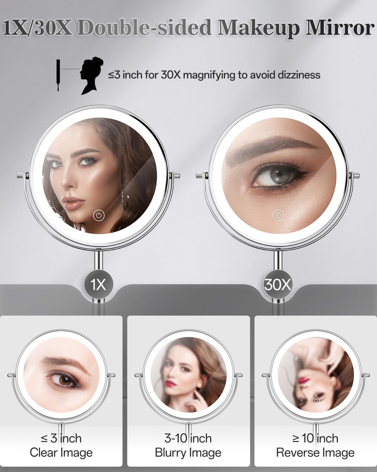 30X magnification or feature-specific detail that matters for precise grooming tasks.