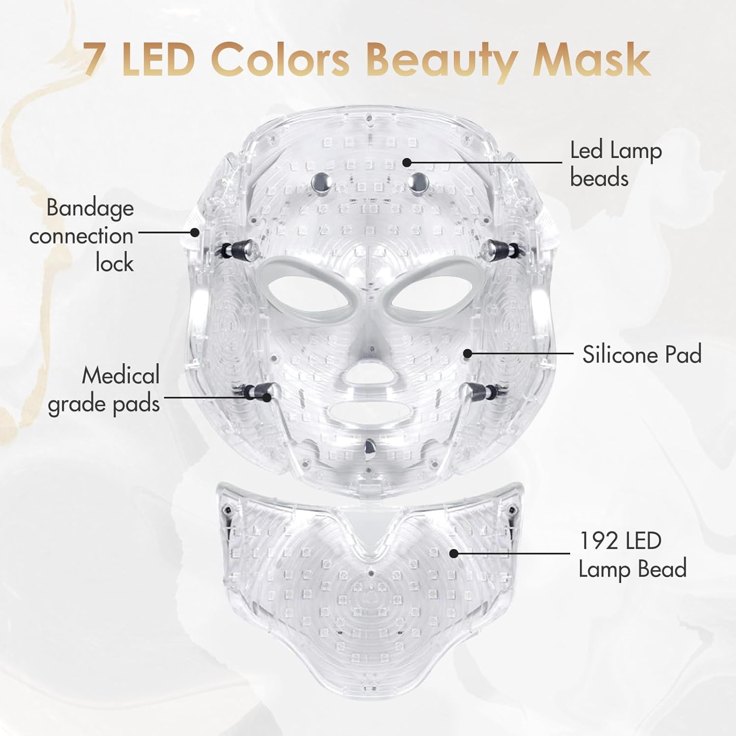 Evfofo Red Light Therapy Mask For Face, 7 Custom Modes With 850Nm Nir & 630Nm Red Light, Portable LED Face Mask Light Therapy With Timer For Home Use, White