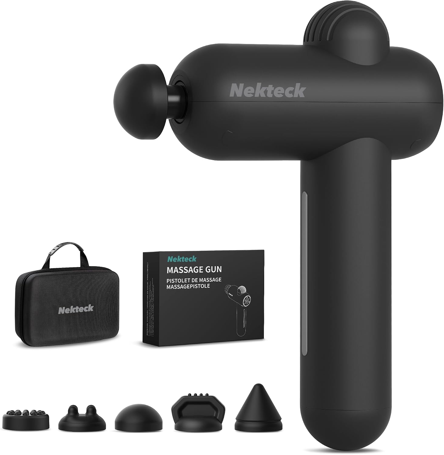 Highlights the overall design, compact form factor, and first impression of the massage gun.