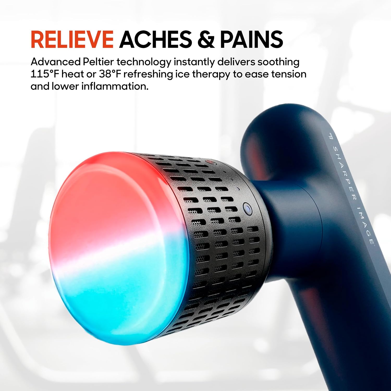 Sharper Image Powerboost Move Heat & Cold Mini Percussion Massage Gun | Deep Tissue Full Body Back & Shoulder Massager, Handheld Recovery & Pain Relief Tool, Travel Essential, Gift For Men & Women