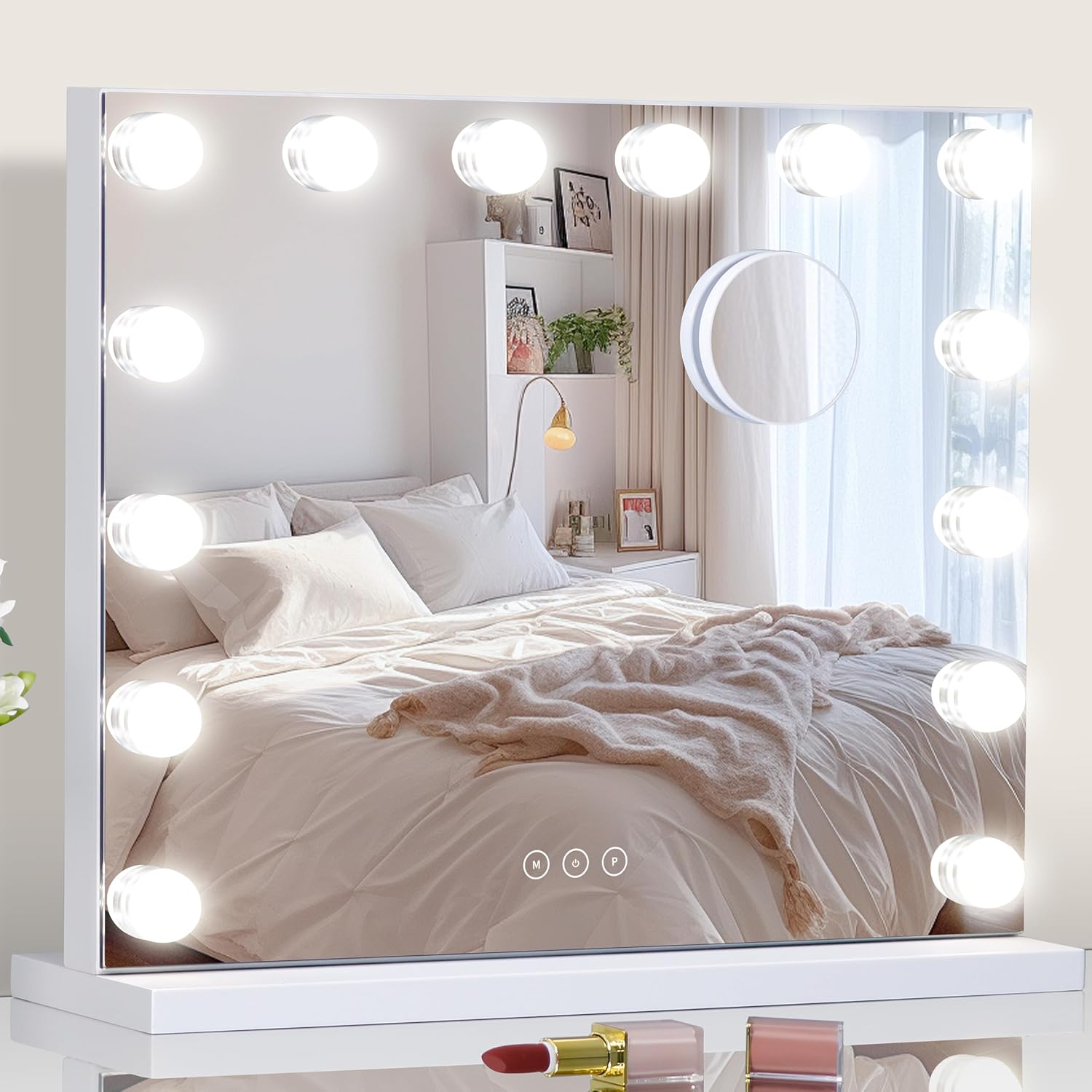 Overall design, size, lighting presence, and the premium look of the white metal frame.