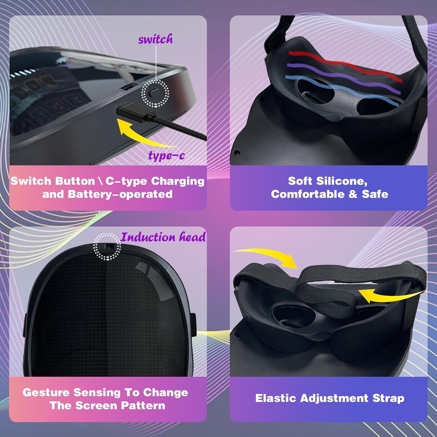 Depointer Life LED Mask With Gesture Sensing, Light Up Mask Toy For Adult
