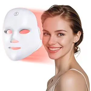 Red Light Therapy For Face, 7-1 Colors LED Facial Skin Care Mask, Red Light Mask For Face, Infrared Light Mask Anti-Aging Wrinkle Acne, Rechargeable Portable Home & Travel