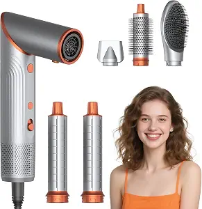 90 Degree Rotating Air Styler, 5 In 1 Hot Air Comb Set, Silver