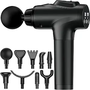 Apherma Massage Gun, Muscle Massage Gun For Athletes Handheld Electric Deep Tissue Back Massager, Percussion Massage Device For Pain Relief With 30 Speed Levels 9 Heads Black