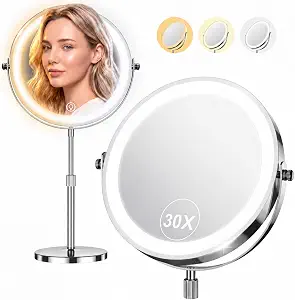 Dienmern Lighted Makeup Mirror, 1X/30X Magnifying Vanity Mirror With Lights