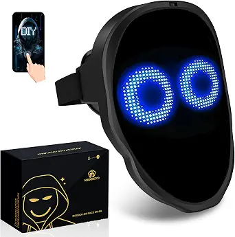 It helps show the core appeal of the product: the glowing programmable face display and overall visual impact.
