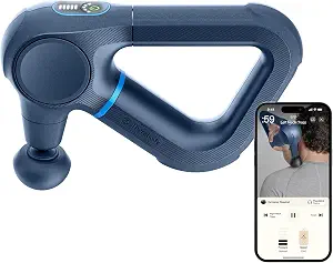 Overall design, color variant, and the premium handheld form factor of the massage gun.