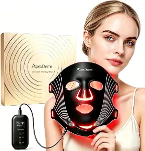 Highlights the product’s core form factor, facial coverage, and category identity as an LED light therapy mask.