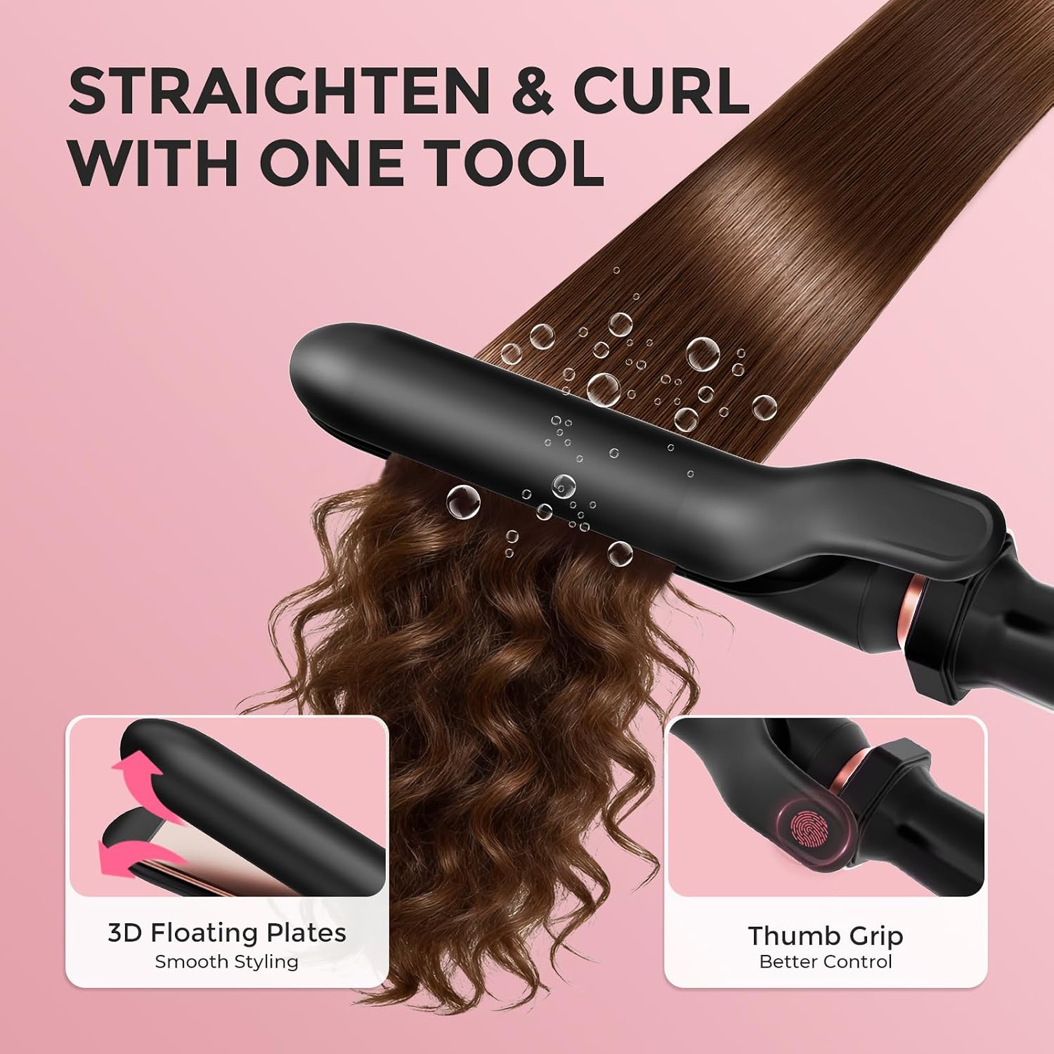 Ufree 5 In 1 Curling Iron With Interchangeable Ceramic Barrels (0.35"-1.25"), Curling Wand Set With Flat Iron Hair Straightener, Instant Heat Up, Dual Voltage Hair Curler, Gifts For Women