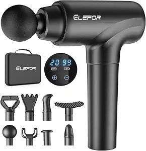 Highlights the overall design, compact handheld form, and the product’s core identity as a deep tissue percussion massager.