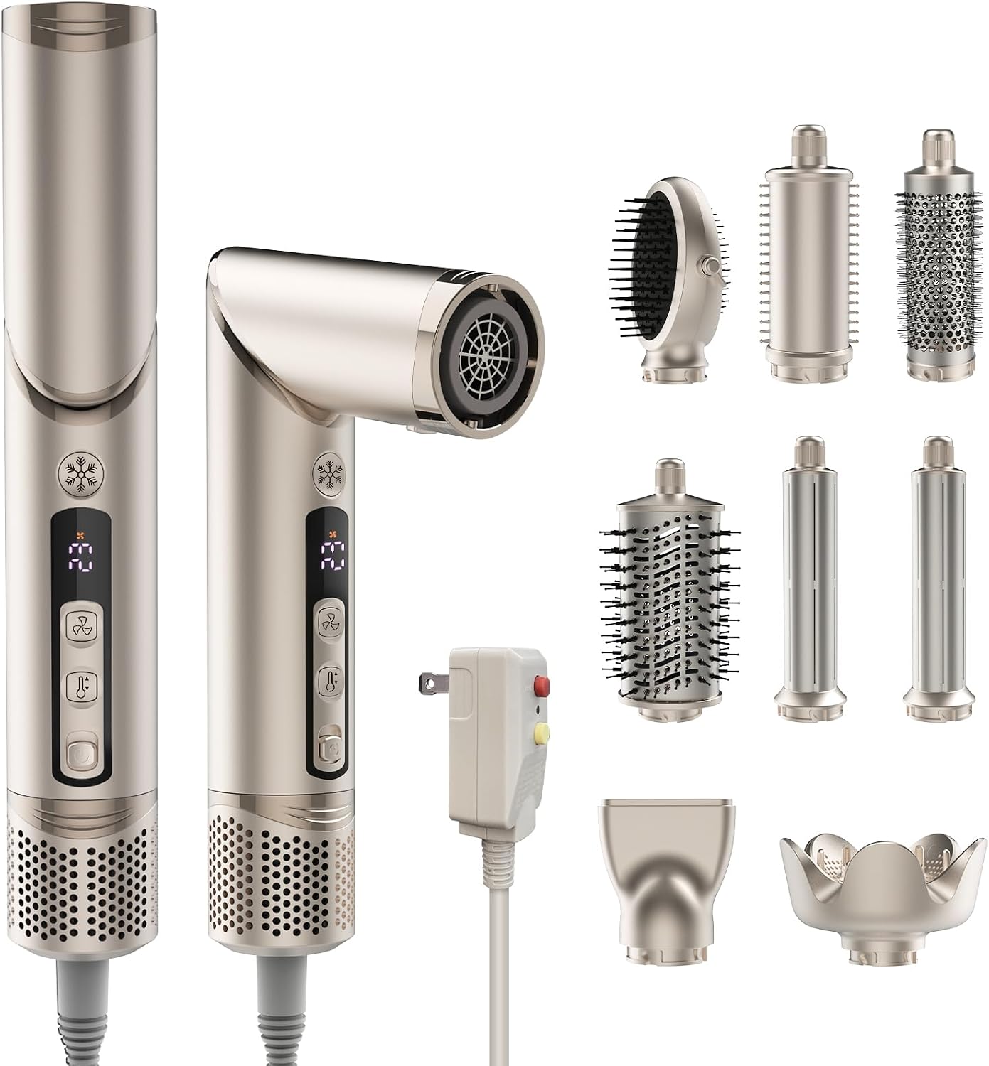 Overall product identity, included attachments, and premium all-in-one positioning.