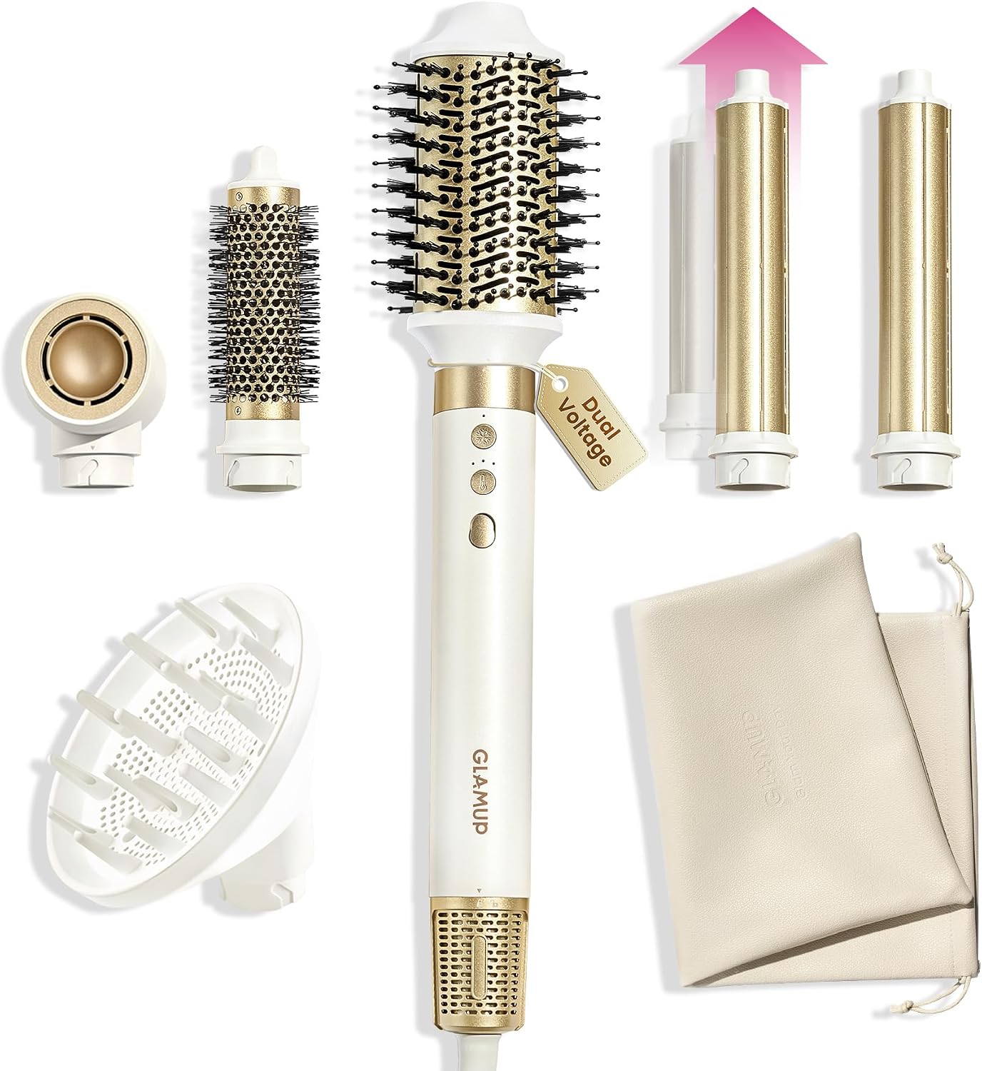 Overall product presentation, included accessories, and the 6-in-1 multi-styler concept.