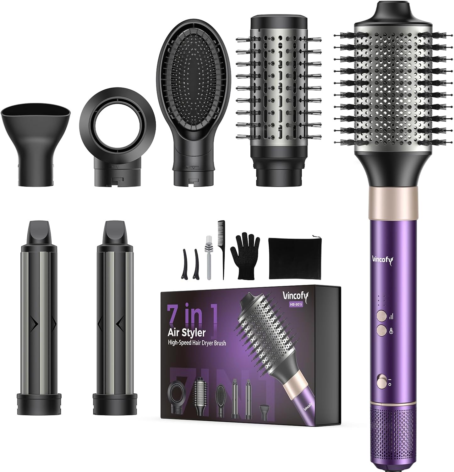 Vincofy 7-In-1 Hair Dryer Brush And 1500W Hair Styler Set