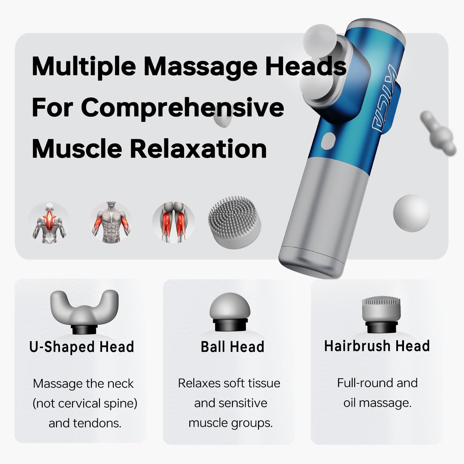 Kica 3 Dual-Head Massage Gun, 10Mm Deep Percussion Massager