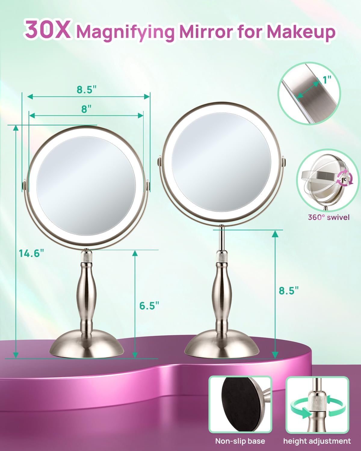 Stability, tilt/swivel behavior, and the profile of the stand.