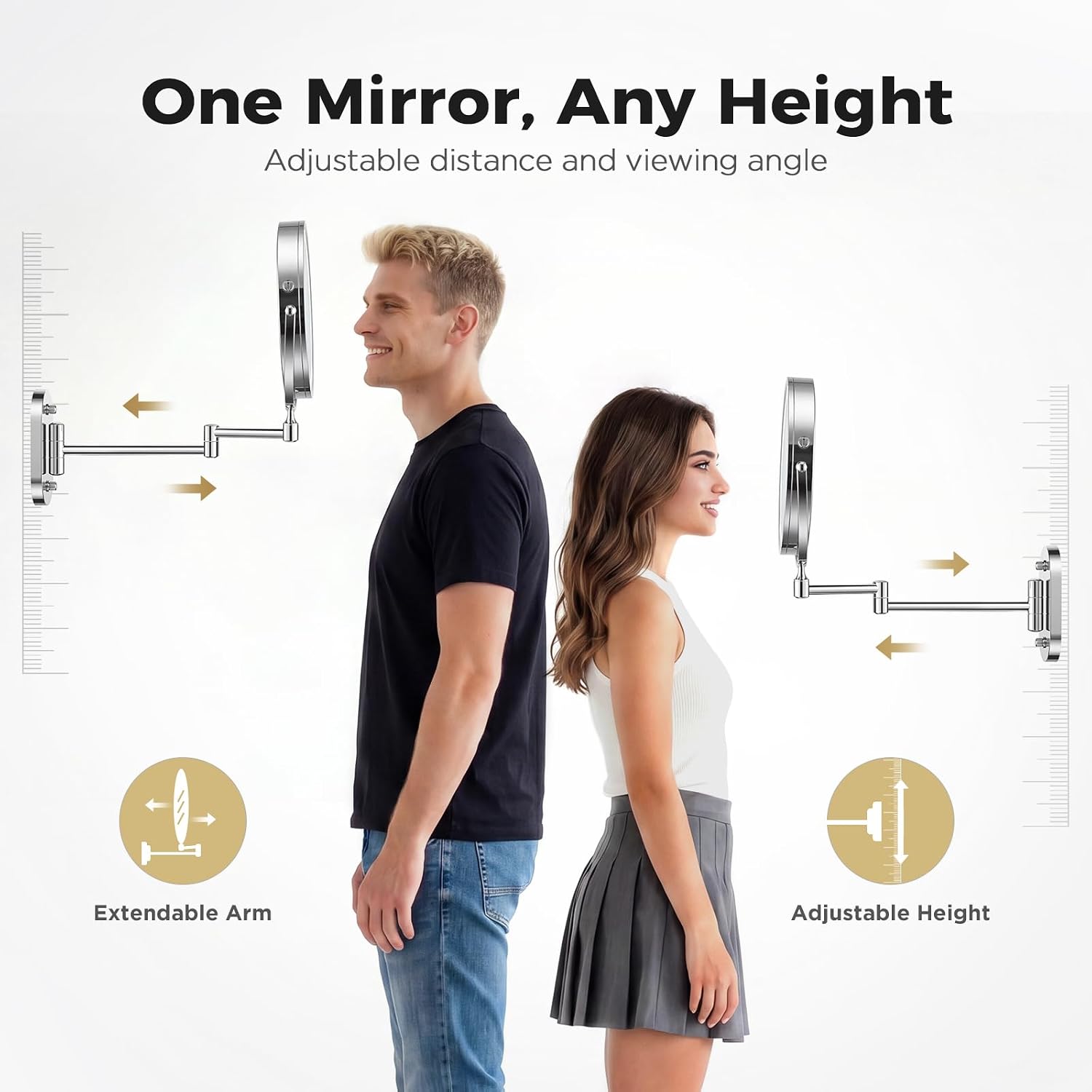 Wall Mounted Makeup Mirror, 8 Inch, 1X/30X, Rechargeable 4000Mah