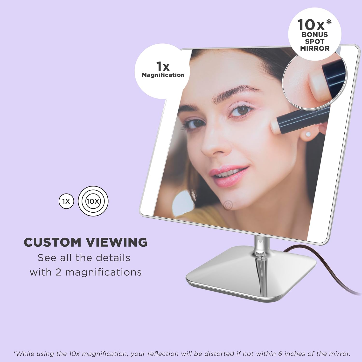 Lighting distribution, mirror surface size, and how clearly the face would be visible during grooming or makeup.
