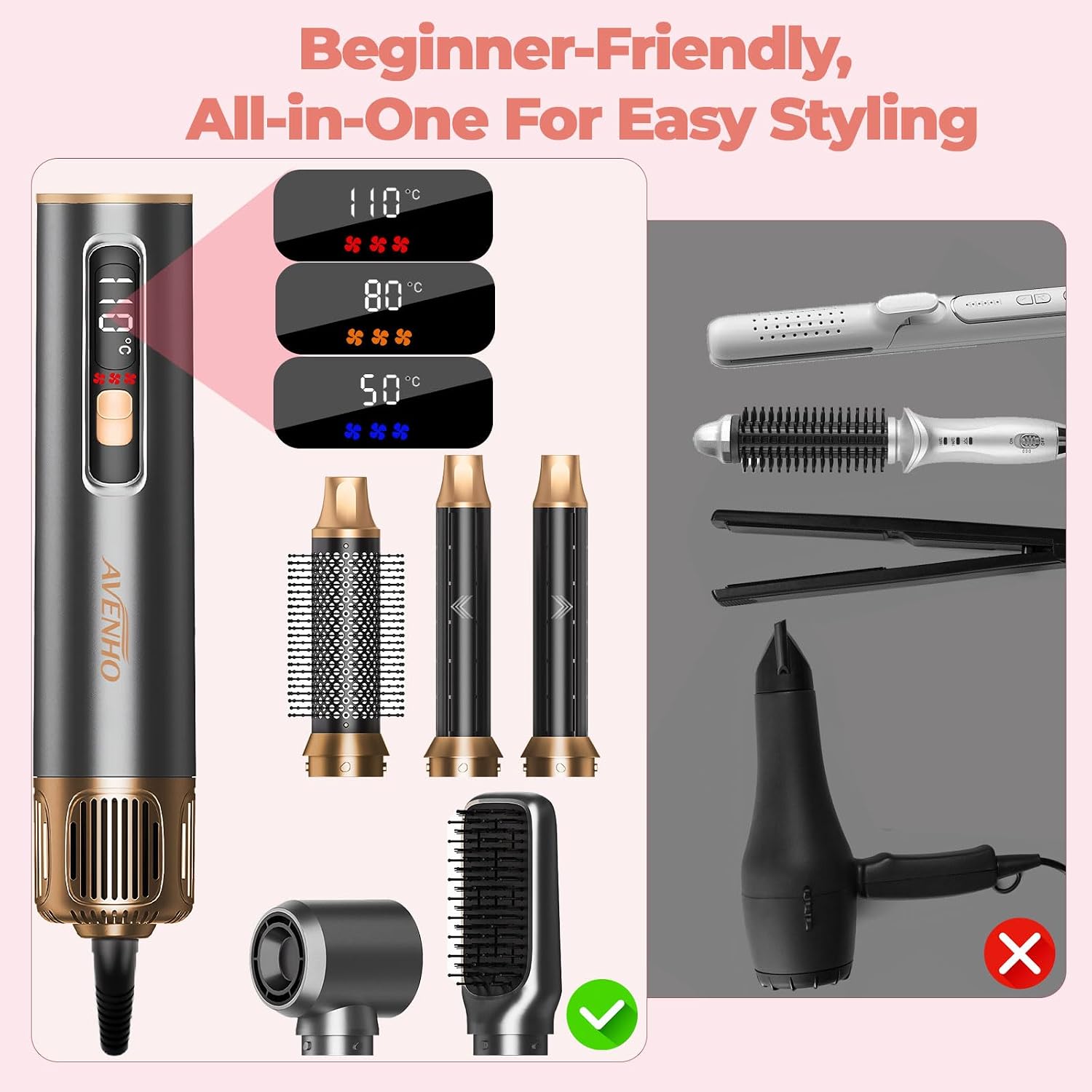 5-In-1 Hair Styler, Air Curler Wrap & Blow Dryer Brush,110–120V Only