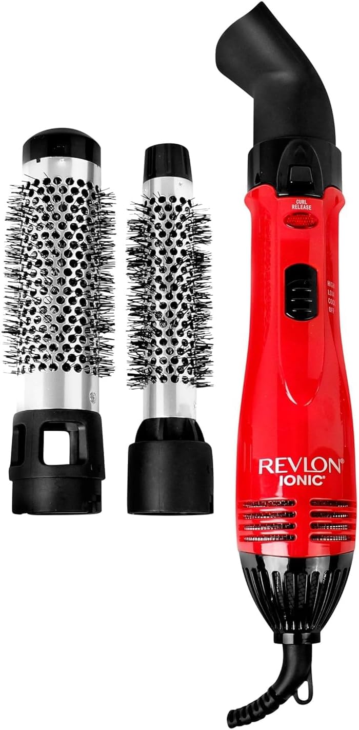 Overall product presentation, compact form factor, and the main hot air brush design.