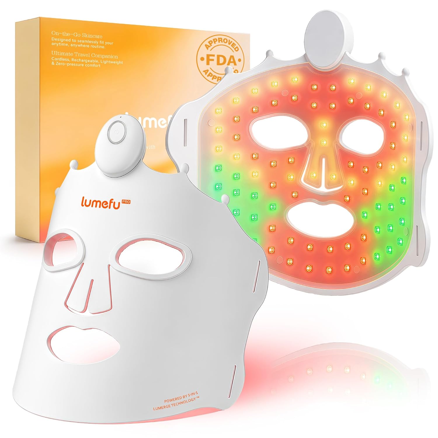 Lumefu Nimbus Pro Red Light Therapy For Face - Fda Cleared LED Face Mask Light Therapy, Full Near Infrared Red Light Therapy Mask With 420 LEDs 820Nm Nir For Anti-Aging, Wrinkle, Cordless Gift