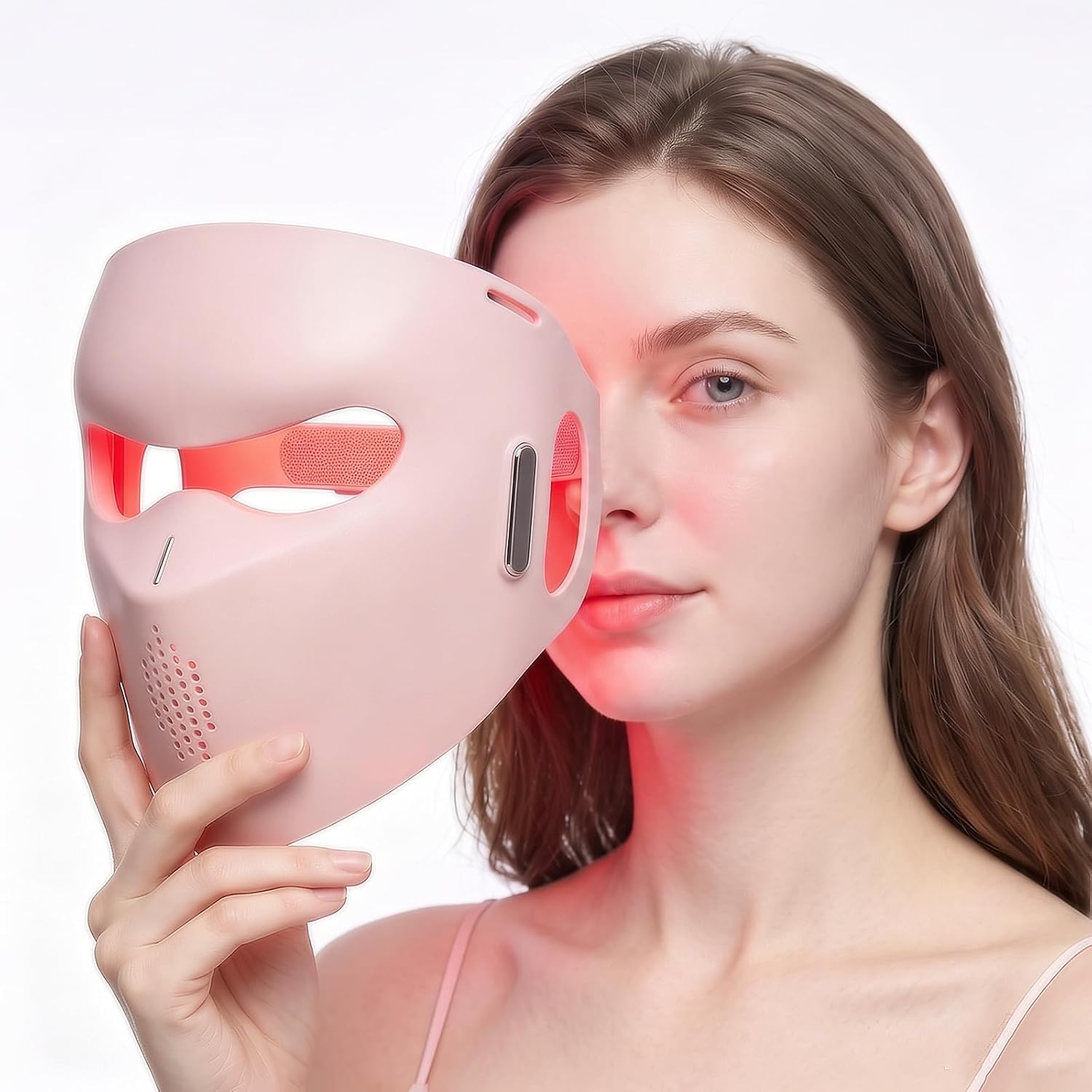 LED Face Mask With Near-Infrared, Red & Blue Light - Professional-Grade Skin Rejuvenation Device For Fine Lines, Uneven Skin Tone & Dullness