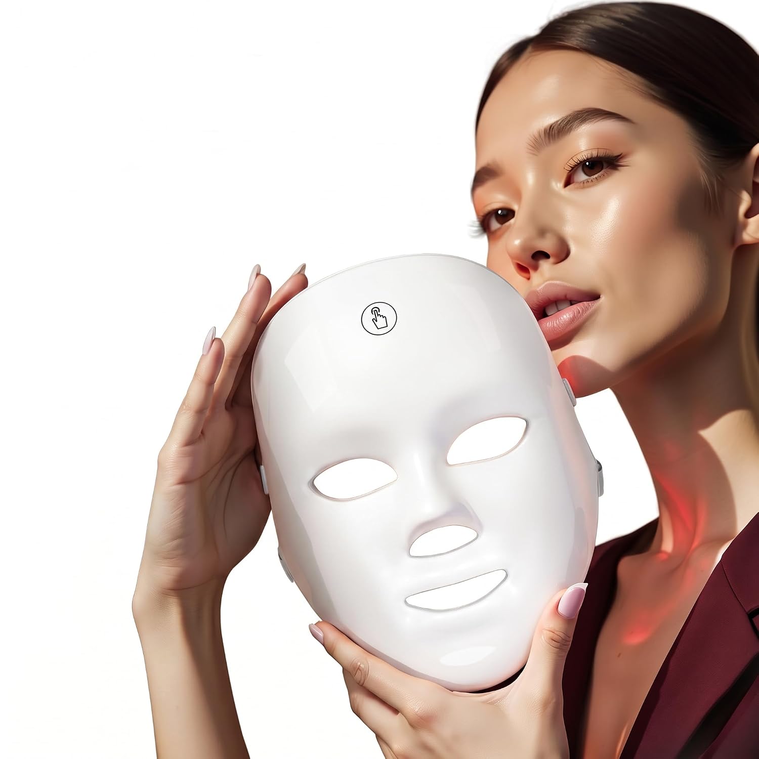 Highlights the core product form, full-face coverage, and the cordless LED mask concept.